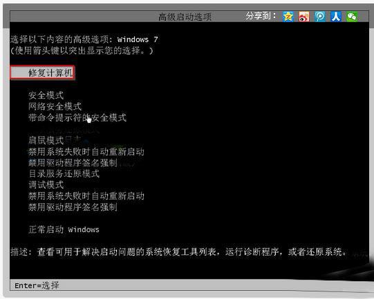 win7系统强制关机之后启动不了的解决方法