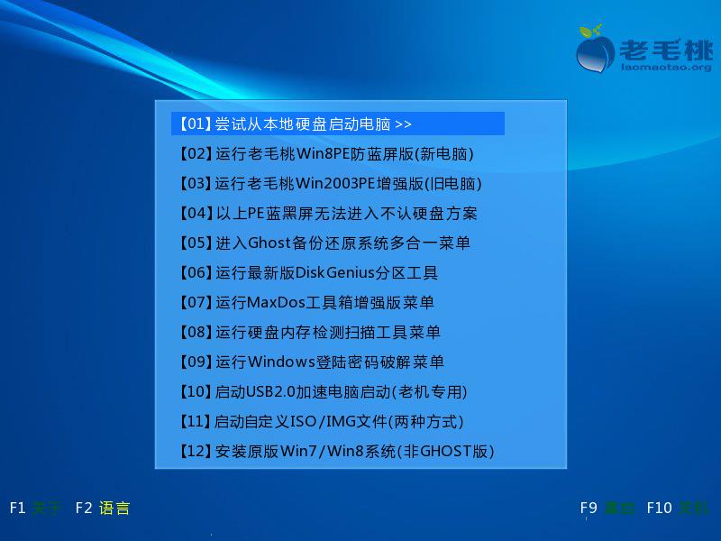 老毛桃u盘装系统加载pe时自动返回主菜单界面怎么办