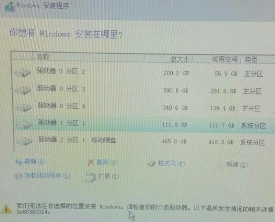 云骑士u盘装系统win8.1提示错误代码0x80300024怎么办