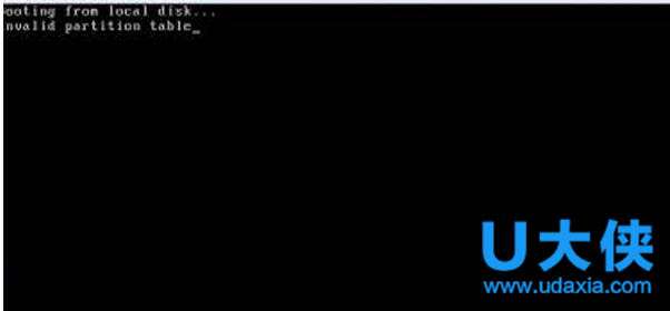Invalid partition table
