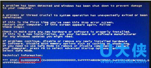 蓝屏0x000000f4