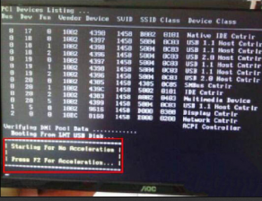 大番薯u盘装系统win7开机提示press F2 for acceleration怎么办