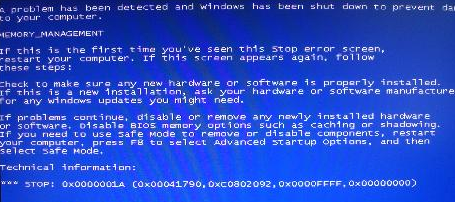 蓝屏代码0x0000001A