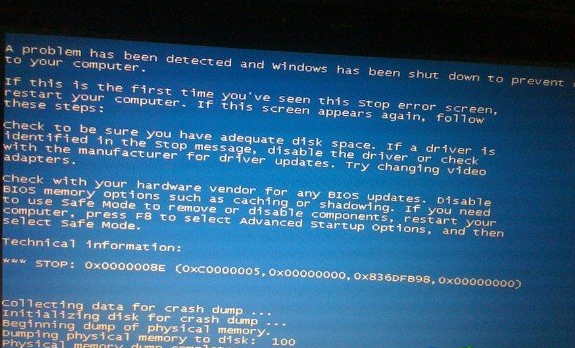 神州笔记本重启出现蓝屏