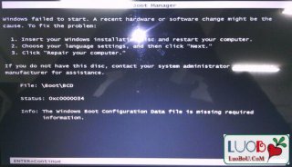 萝卜家园u盘如何解决电脑黑屏提示代码0xc0000034问题