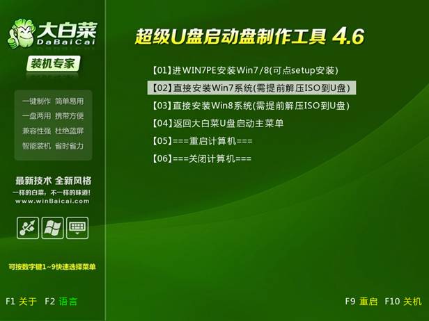大白菜u盘装原版Win7系统(1)